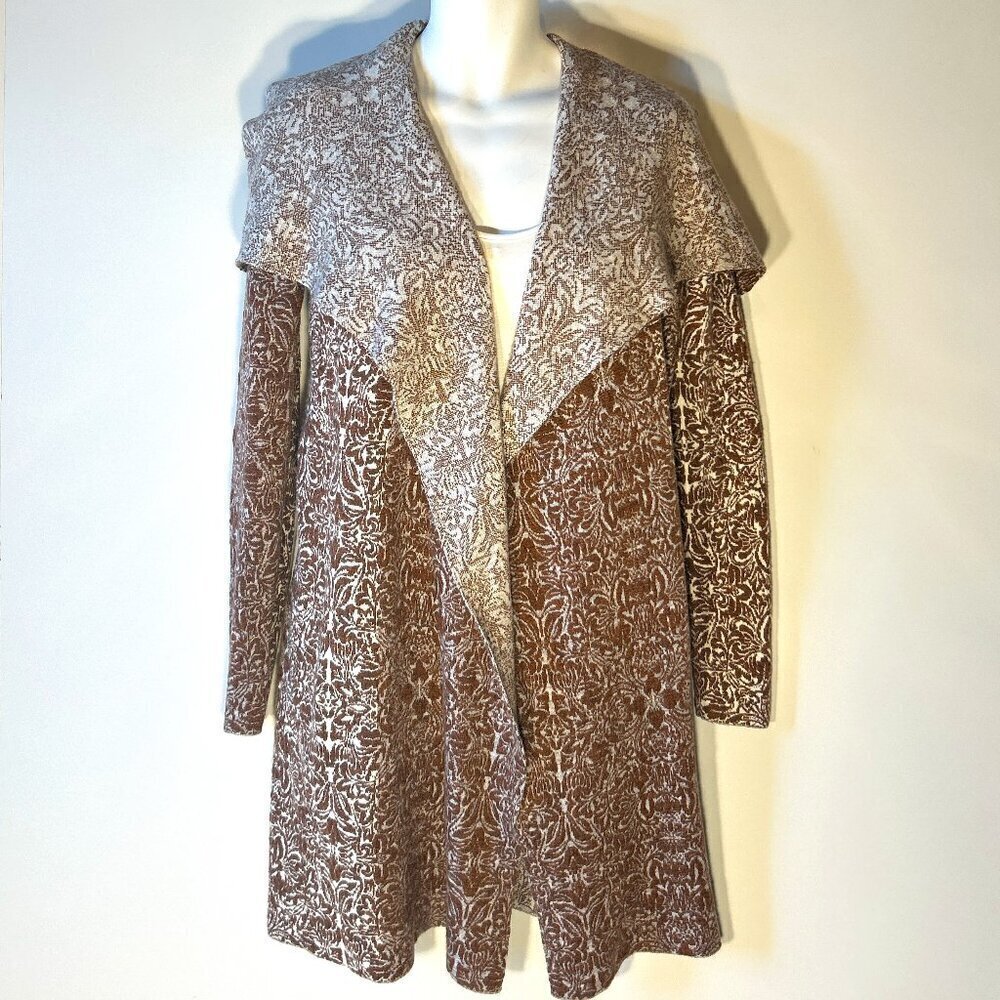 Knox Rose SZM Brown print Waterfall longline cardigan Soft Vintage inspired Boho